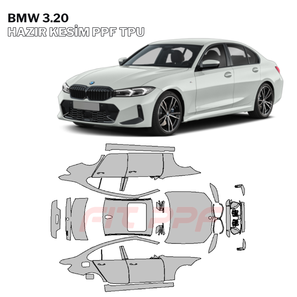 BMW 3.20 ile uyumlu 210 mikron tam gövde hazır kesim TPU PPF kaplama FİT PPF
